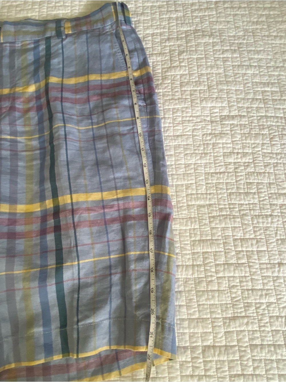Brooks Brothers Baird McNutt Irish Linen Cotton Light Blue Plaid Shorts 36 - Picture 11 of 12
